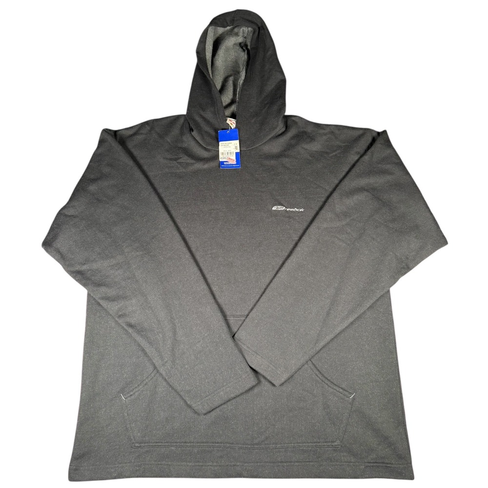 Vintage NWT Black Reebok Hoodie Pullover Sweatshirt Long Sleeve Size Large - Picture 2 of 9